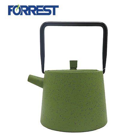 Green Mettle Tea Kettle Stovetop Safe Cast Iron Teapot yokhala ndi Infuser yachitsulo chosapanga dzimbiri
