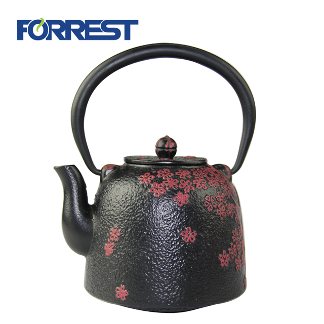 غلاية شاي المينا إبريق شاي من الحديد الزهر مع مصفاة من الفولاذ المقاوم للصدأ