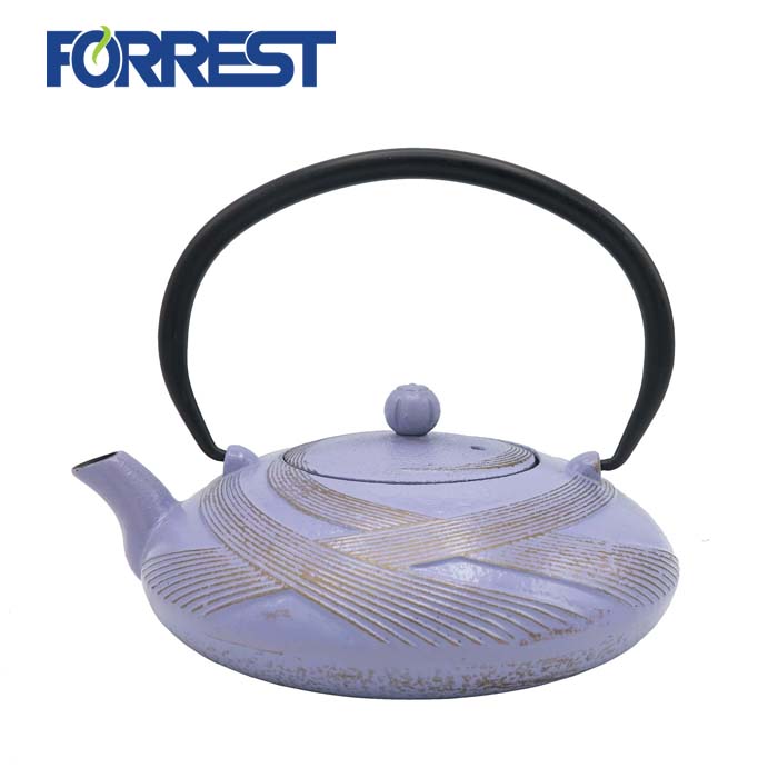 cast iron enamel coated kettle ມີ infuser ສີ​ມ່ວງ​ເຫຼັກ​ໂຫວດ​ທັງ​ຫມົດ teapot enamel ຊຸດ​