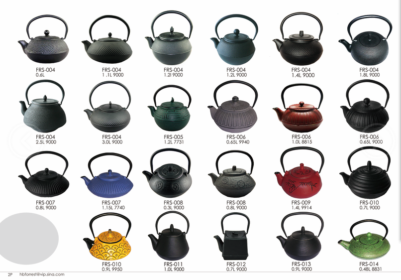 Cast iron green/orange tea kettle
