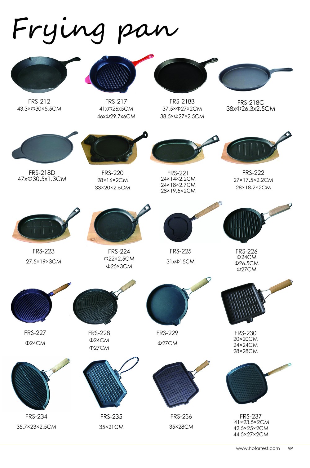 Round Preseasoned or Enamel cast iron BBQ Grill cookware FDA Eurofins approved Frying Pan