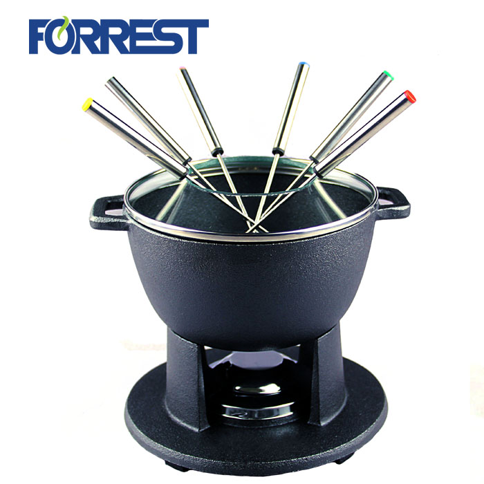 High Quality Cast Iron Cheese Fondue Set with Forks