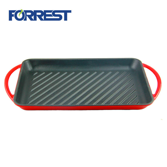 Cast iron griddle Enameled Cast-Iron Rectangular Grill Pan with Loop Handles