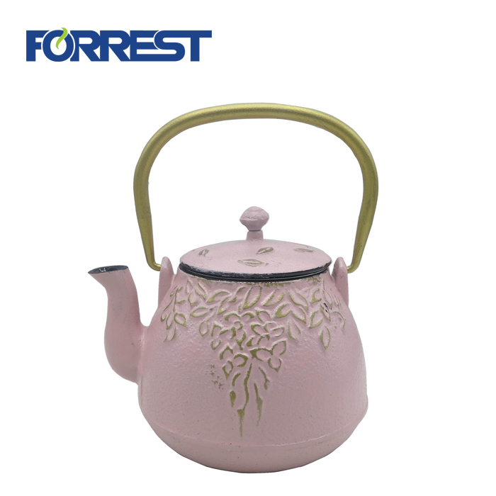 Enamel Tea Kettle cast iron metal teapot with Stainless Steel Infuser
