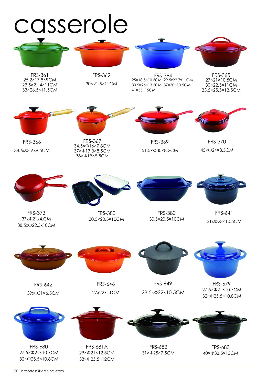 Enamel cookware casseroles Red color enamel cast iron casserole