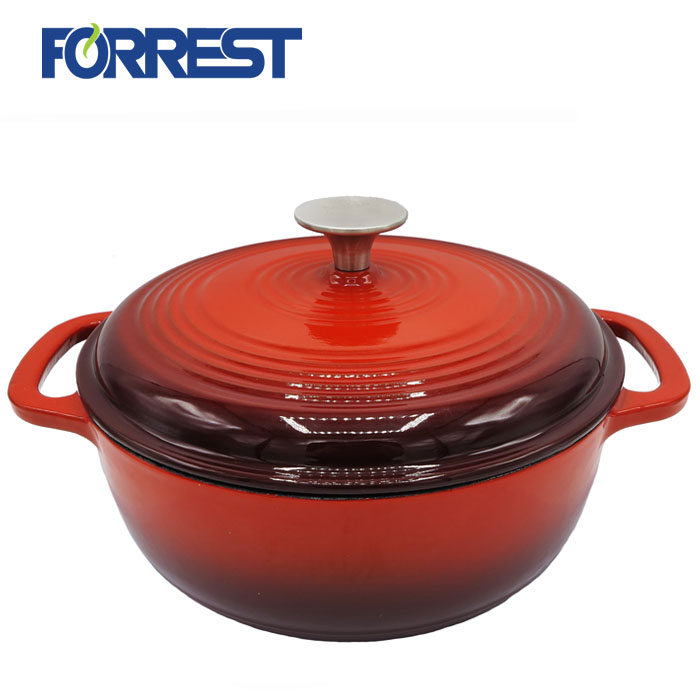 Red and Blue Dutch oven casserole with lid enameled cast iron pot